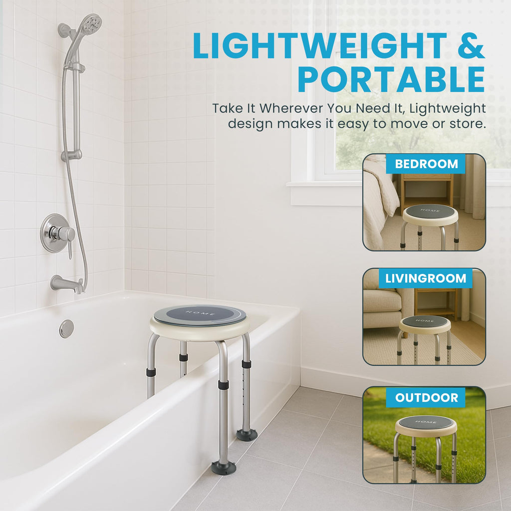 Adjustable Swivel Shower Stool with Non-Slip Feet V1127