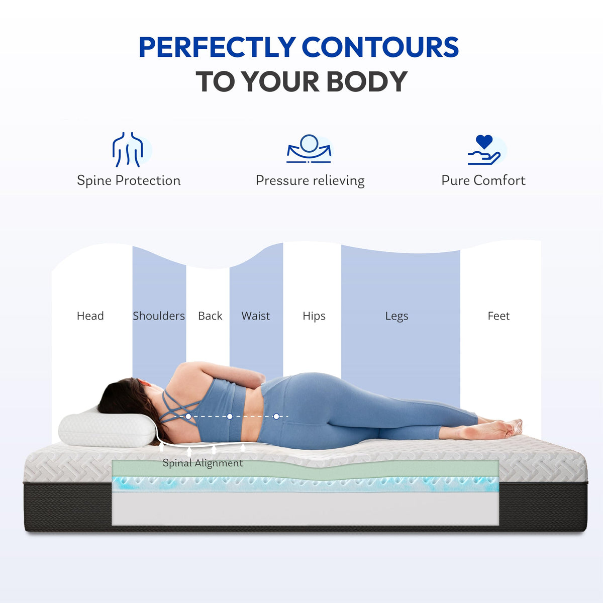 10 Inch Gel-Infused Green Tea Memory Foam Twin Mattress G649