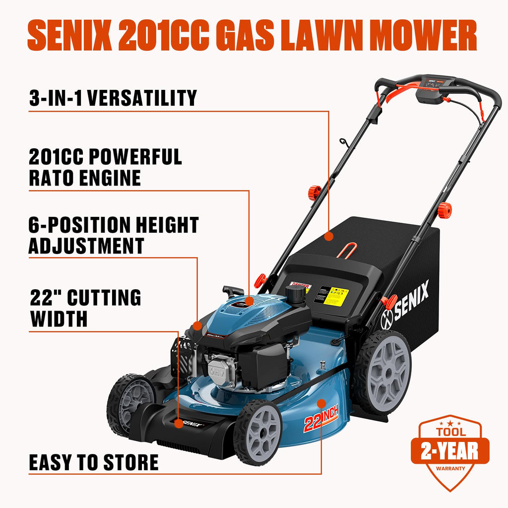 22" 3-in-1 Variable Speed Self Propelled Gas Lawn Mower F69759