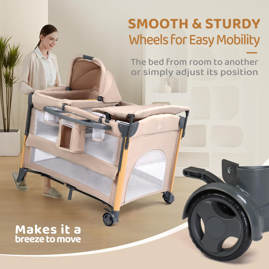 7 in 1 Bedside Bassinet with Changing Table, Storage Shelf, Mattress S943127