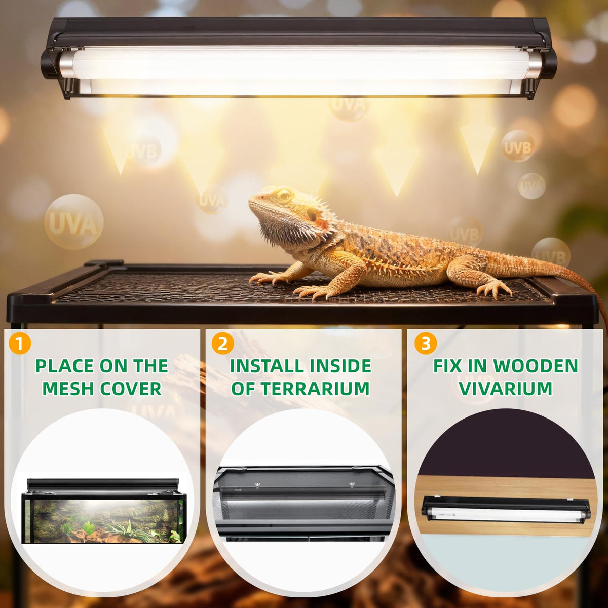 18 Inch 15 Watt UVB 10.0 Fluorescent Reptile Light Fixture Kit E1039
