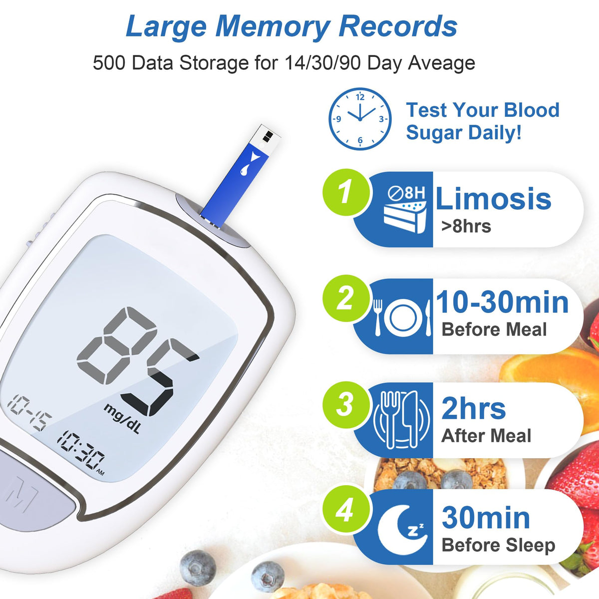 Blood Sugar Testing Kit with 100 Strips & 100 Lancets U515