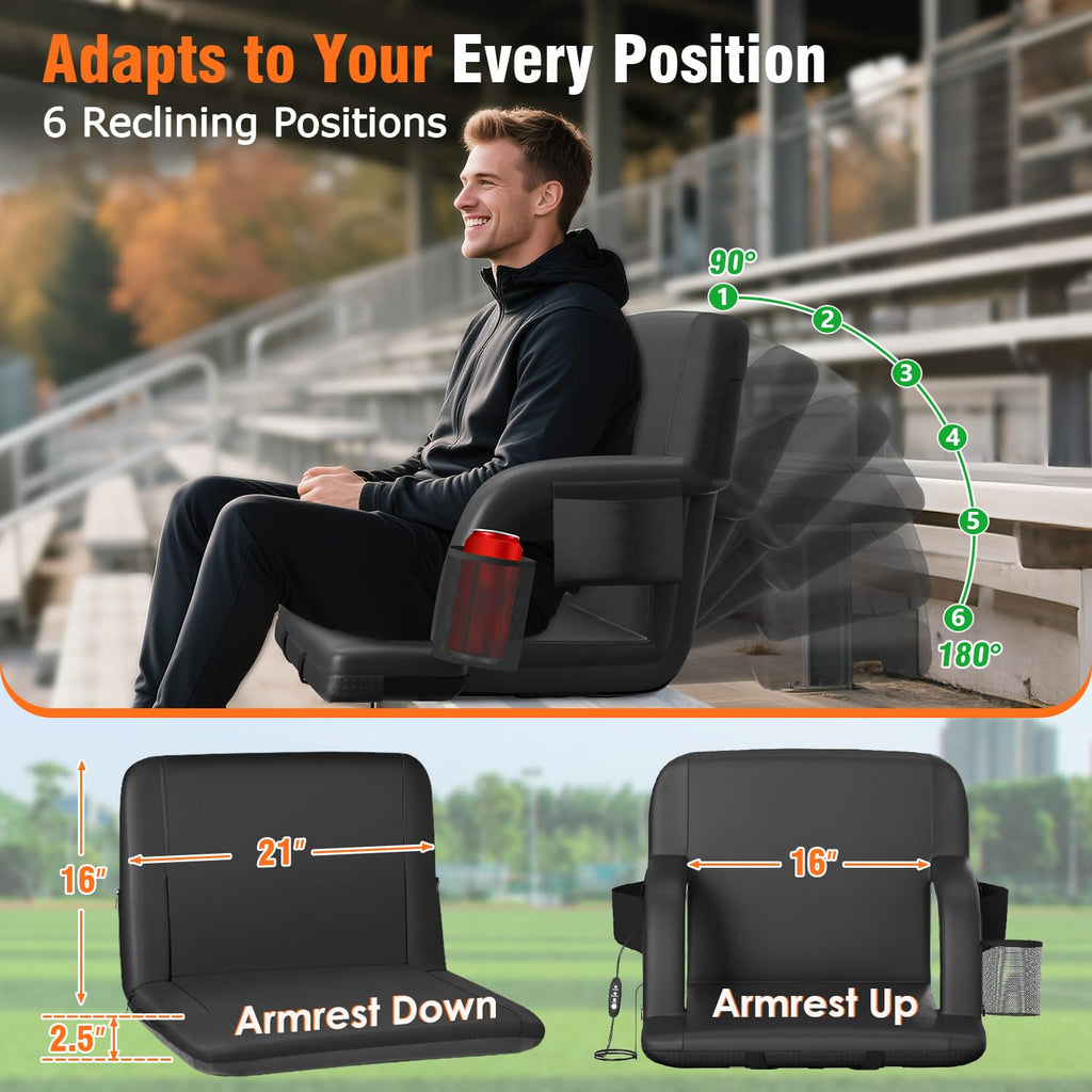 21" Wide Heated Stadium Seats for Bleachers with USB C94665