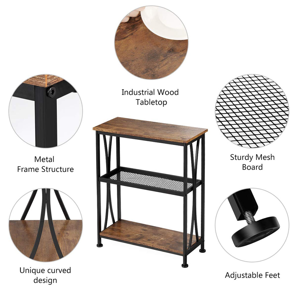 Narrow 3-Tier Side Table with Storage Shelves Z3110