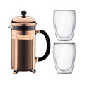 8 Cup French Press Coffee Maker and 2 Piece Glass Set I3339