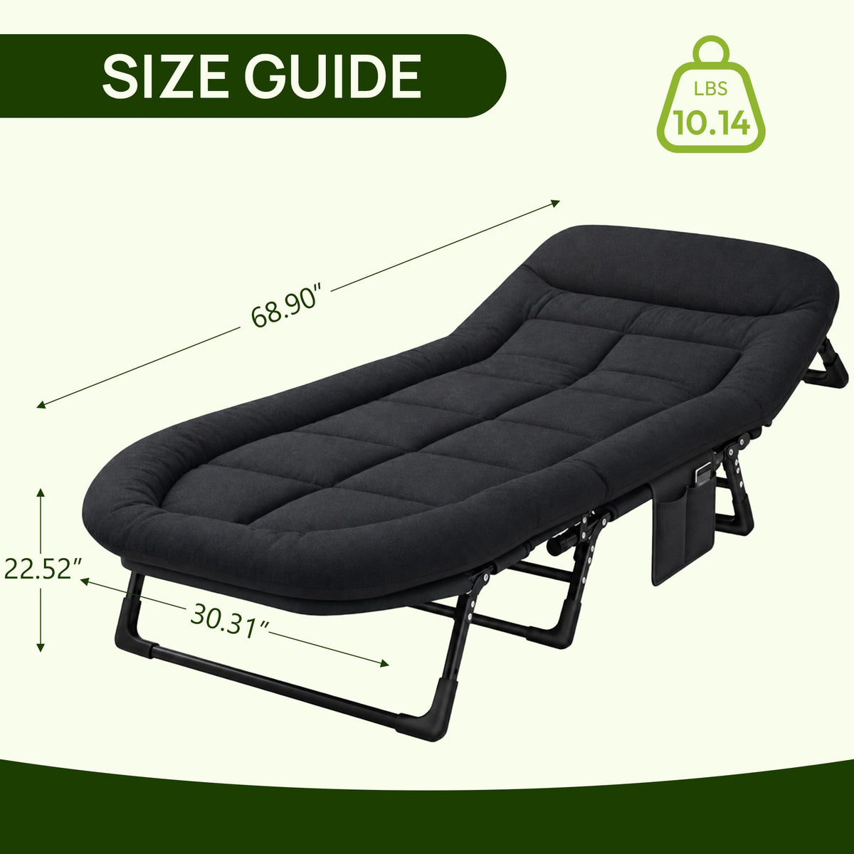 Black Camping Cot with Mattress R61277