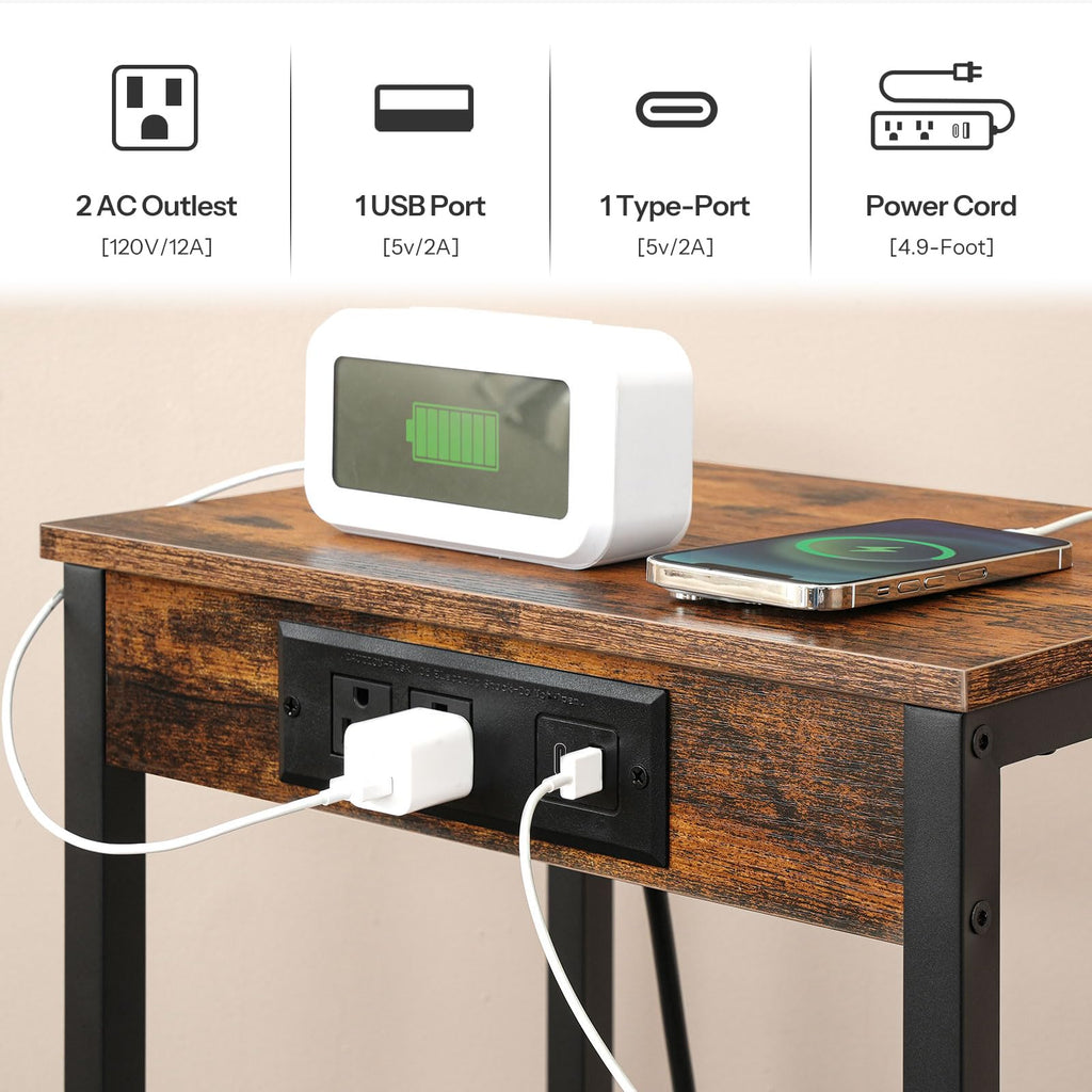 Tall End Table with Charging Station U1076