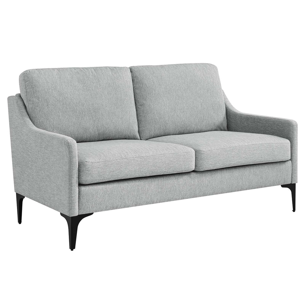 Light Gray Upholstered Fabric Loveseat I7047