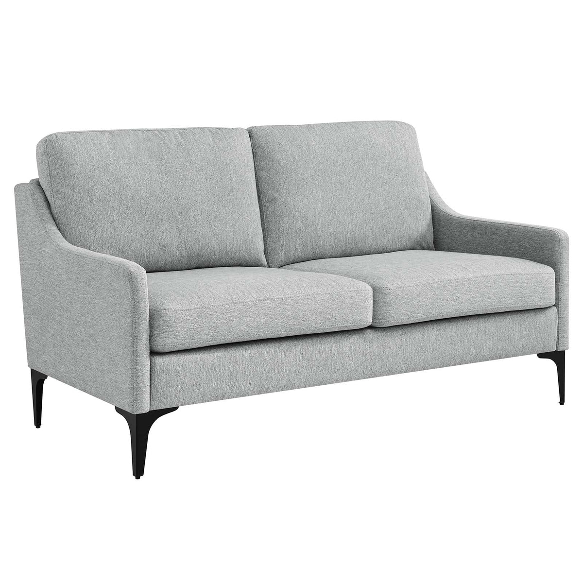 Light Gray Upholstered Fabric Loveseat I7047