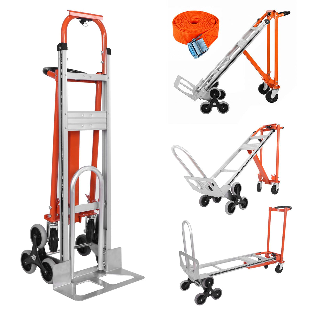 4-in-1 Convertible Stair Climbing Hand Truck, 1000LBS Heavy Duty Folding Aluminum Dolly Cart with Wheels & Handle Q80225