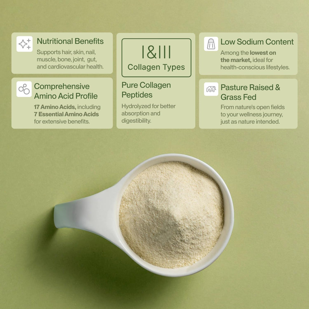 Collagen Peptides Powder Grass-Fed Pasture-Raised Hydrolyzed Type I & III Unflavored 32 oz A6345