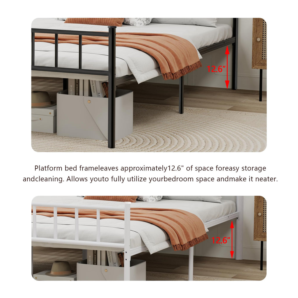 Black Full Size Metal Platform Bed Frame F8802