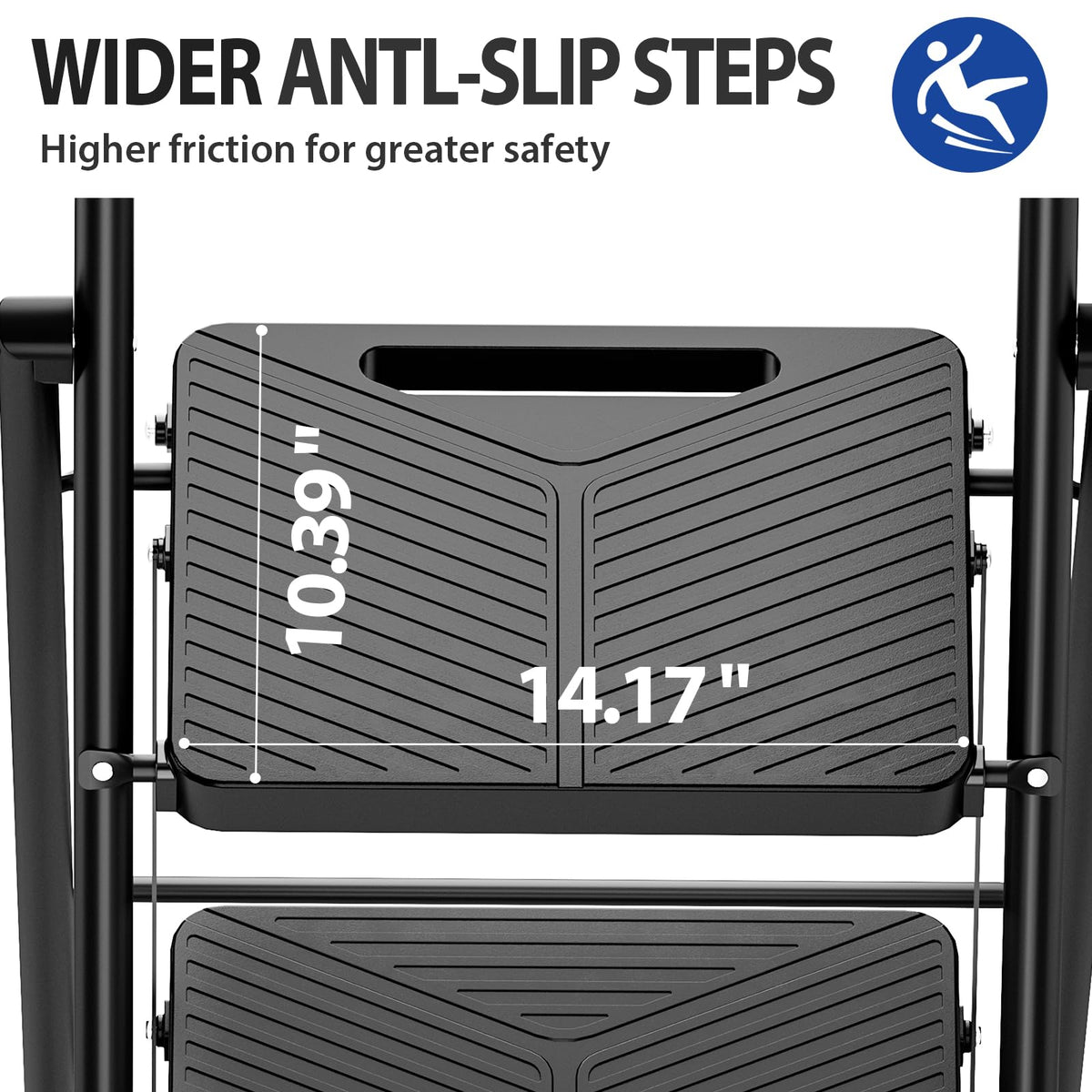 Folding 2 Step Ladder with Anti-Slip Pedals E520