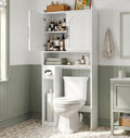 34" Over the Toilet Storage Cabinet with Arched Doors, White O900734