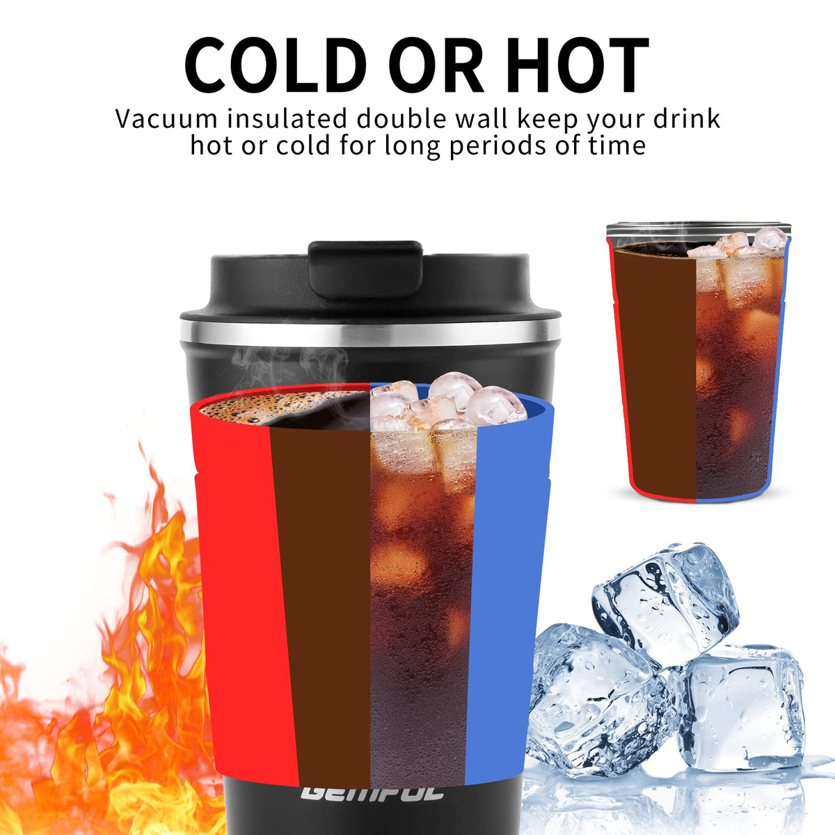 13oz Insulated Stainless Steel Travel Coffee Mugs Set (2 Pack) D5584