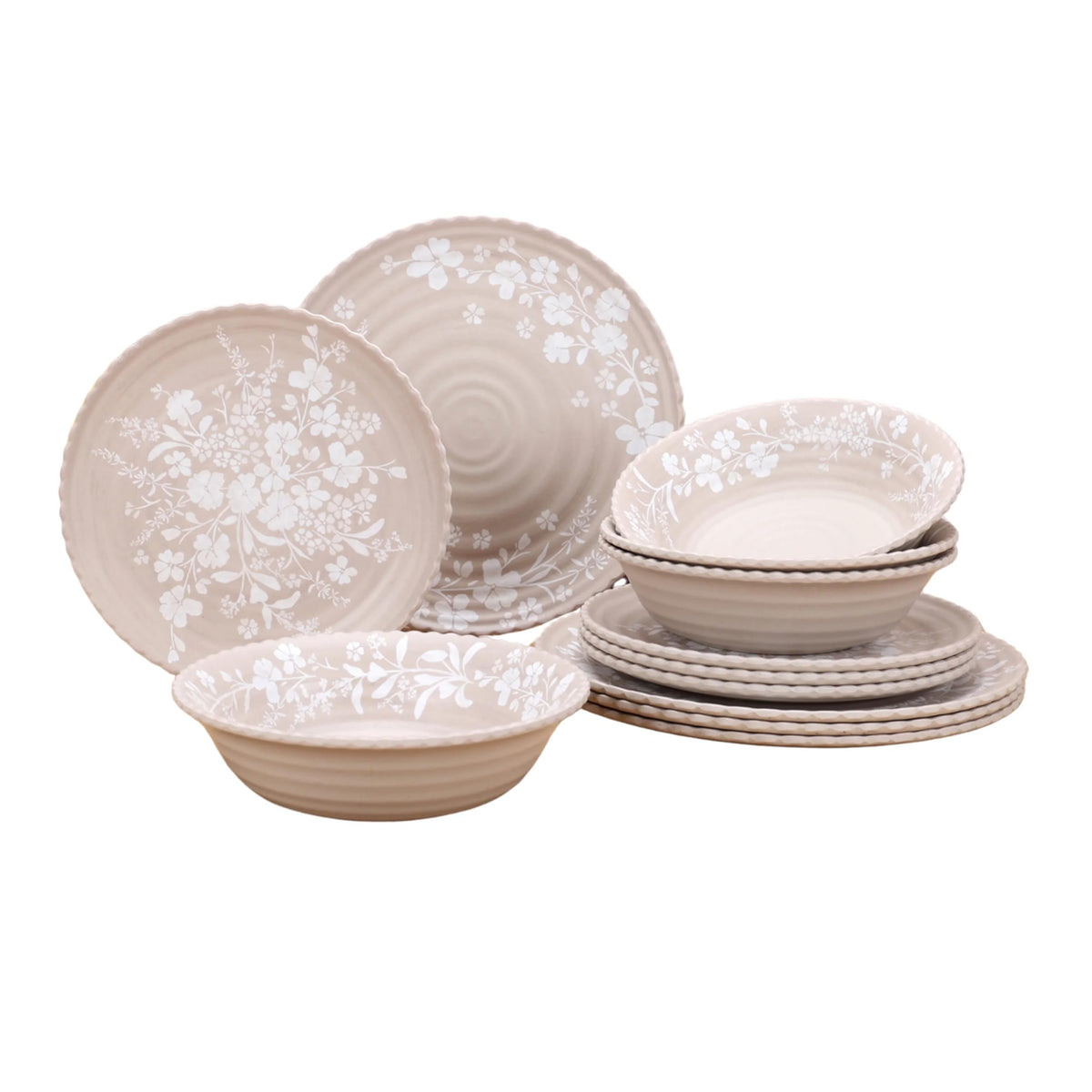 12-Piece Bamboo Melamine Dinnerware Set R3936