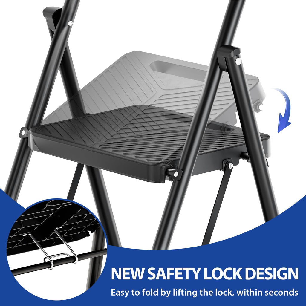 Folding 2 Step Ladder with Anti-Slip Pedals E520