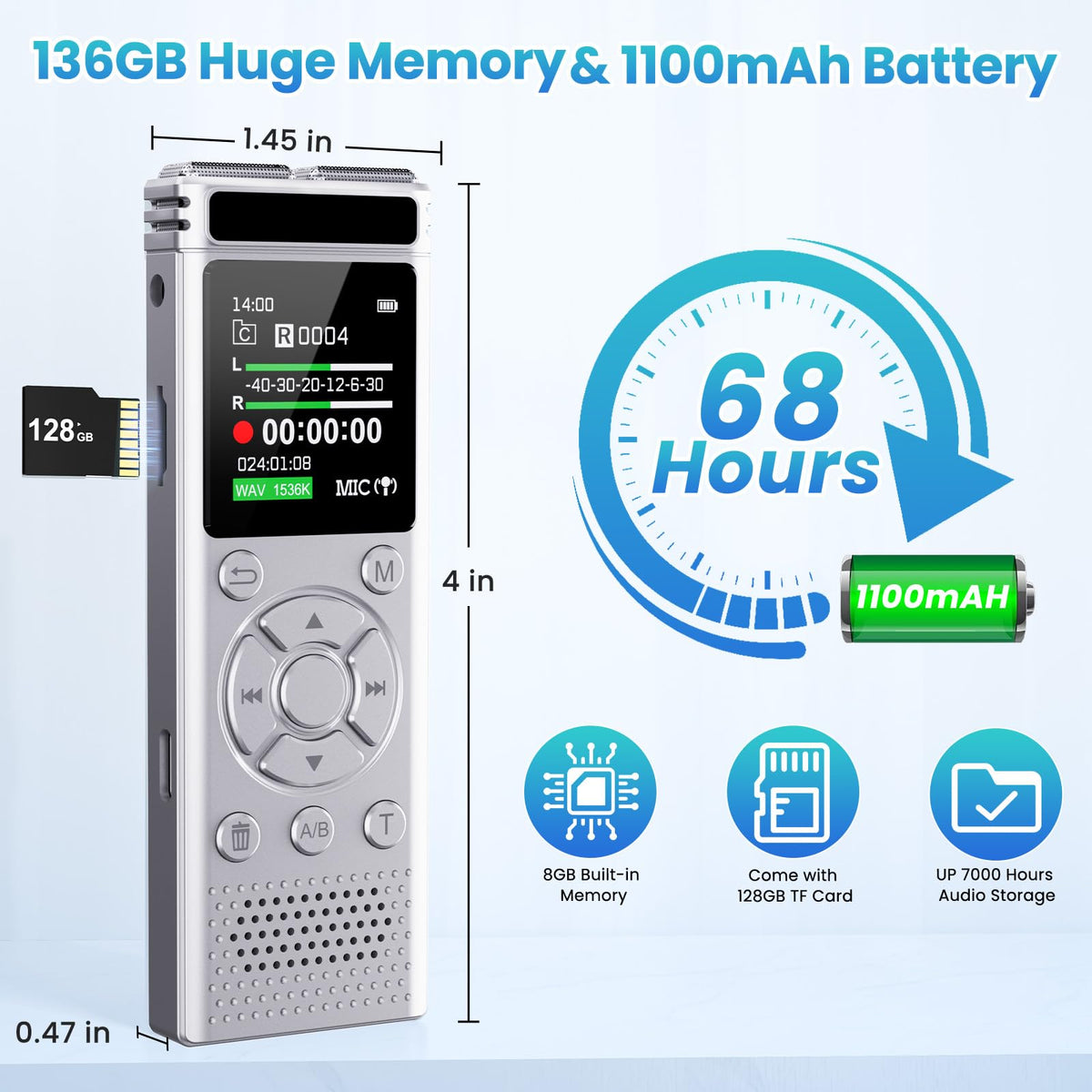 Digital Voice Recorder with Playback B993