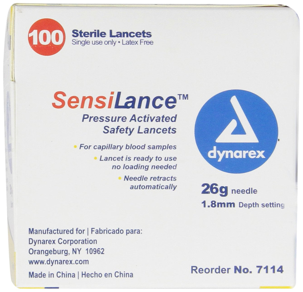 26 Gauge Sterile Safety Lancets 100 Count Y9671