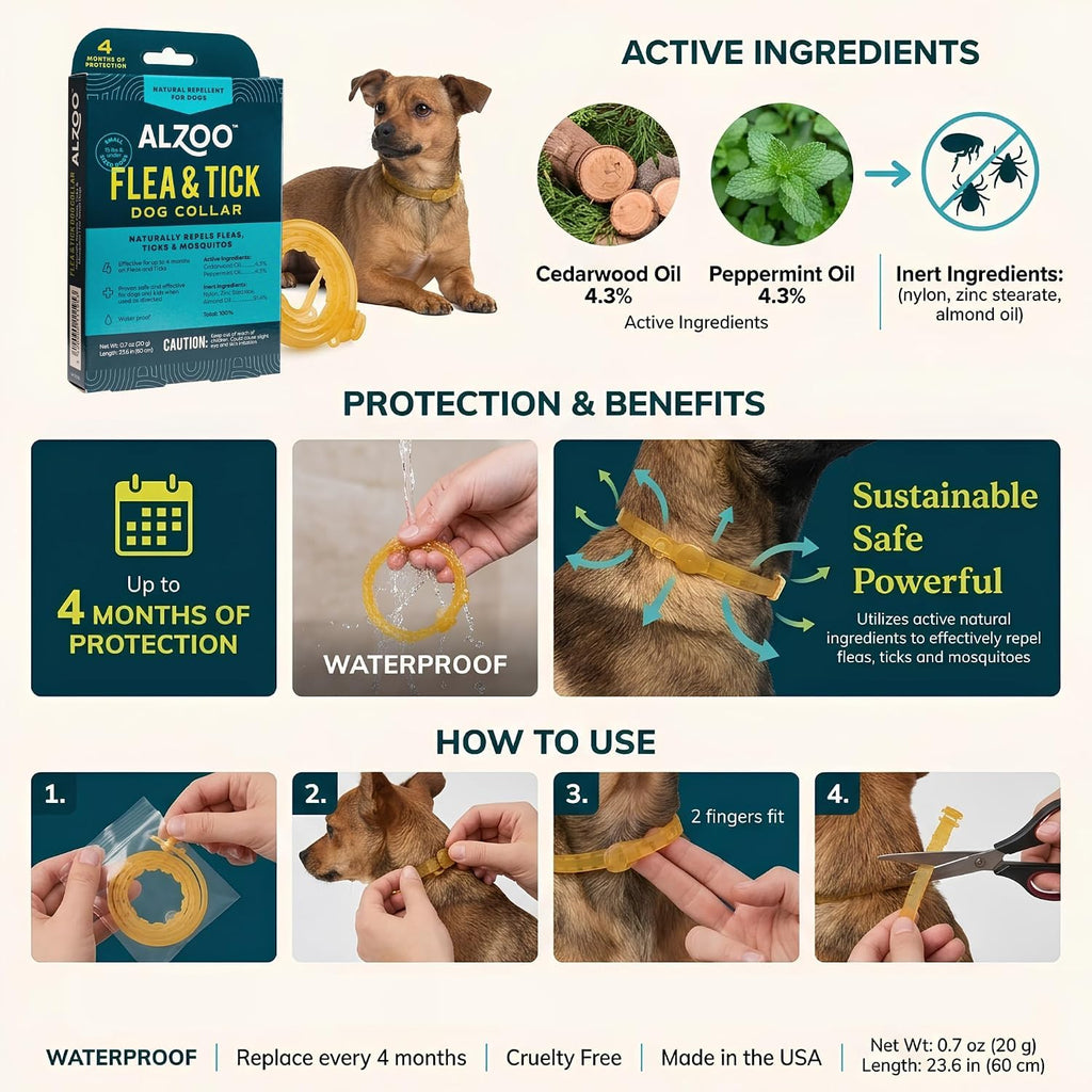 Plant-Based Flea & Tick Dog Collar for Small-Sized Dogs H832825