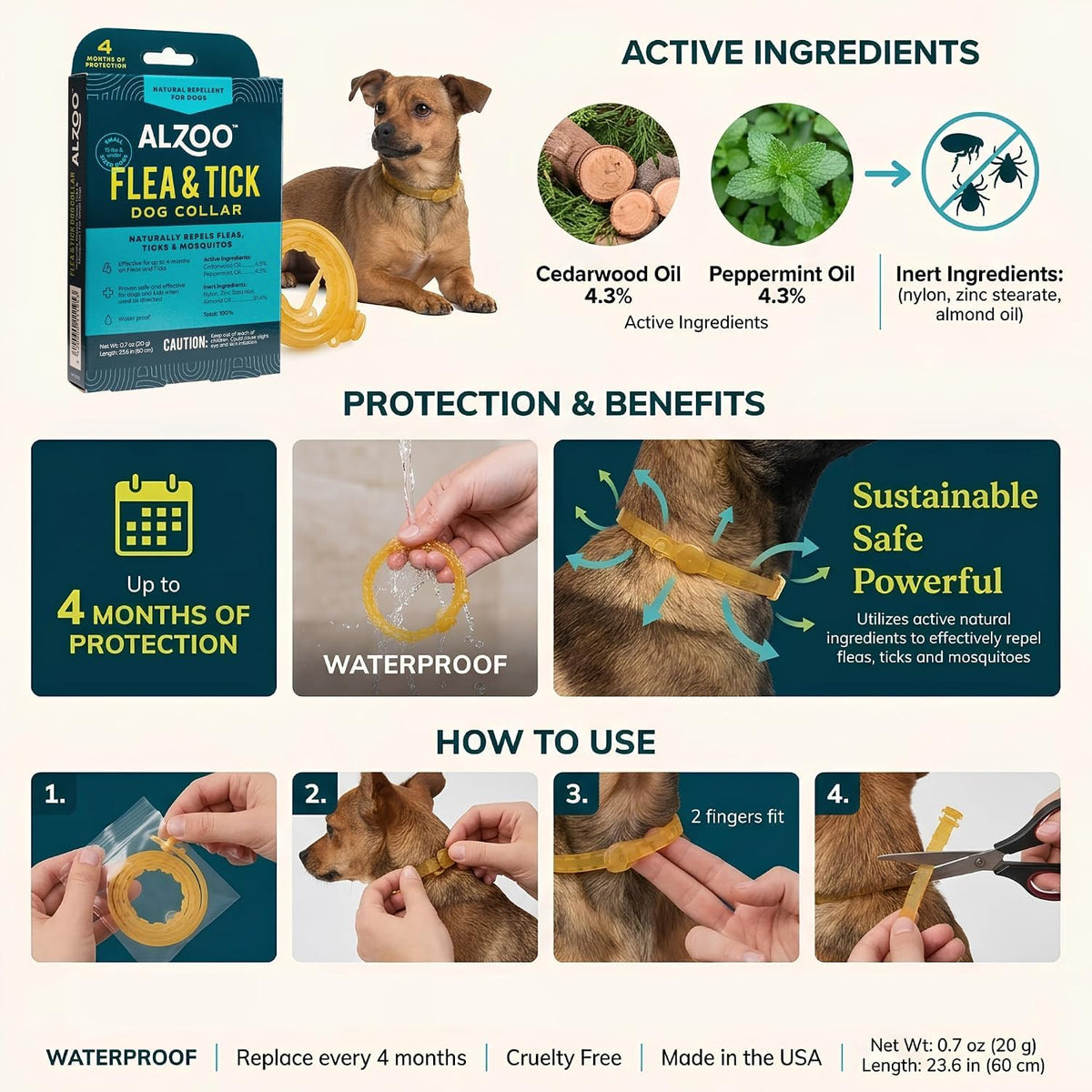 Plant-Based Flea & Tick Dog Collar for Small-Sized Dogs H832825