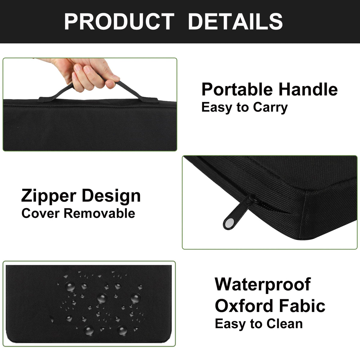 Portable Waterproof Oxford Fabric Stadium Seat Cushions 2-Pack S4514
