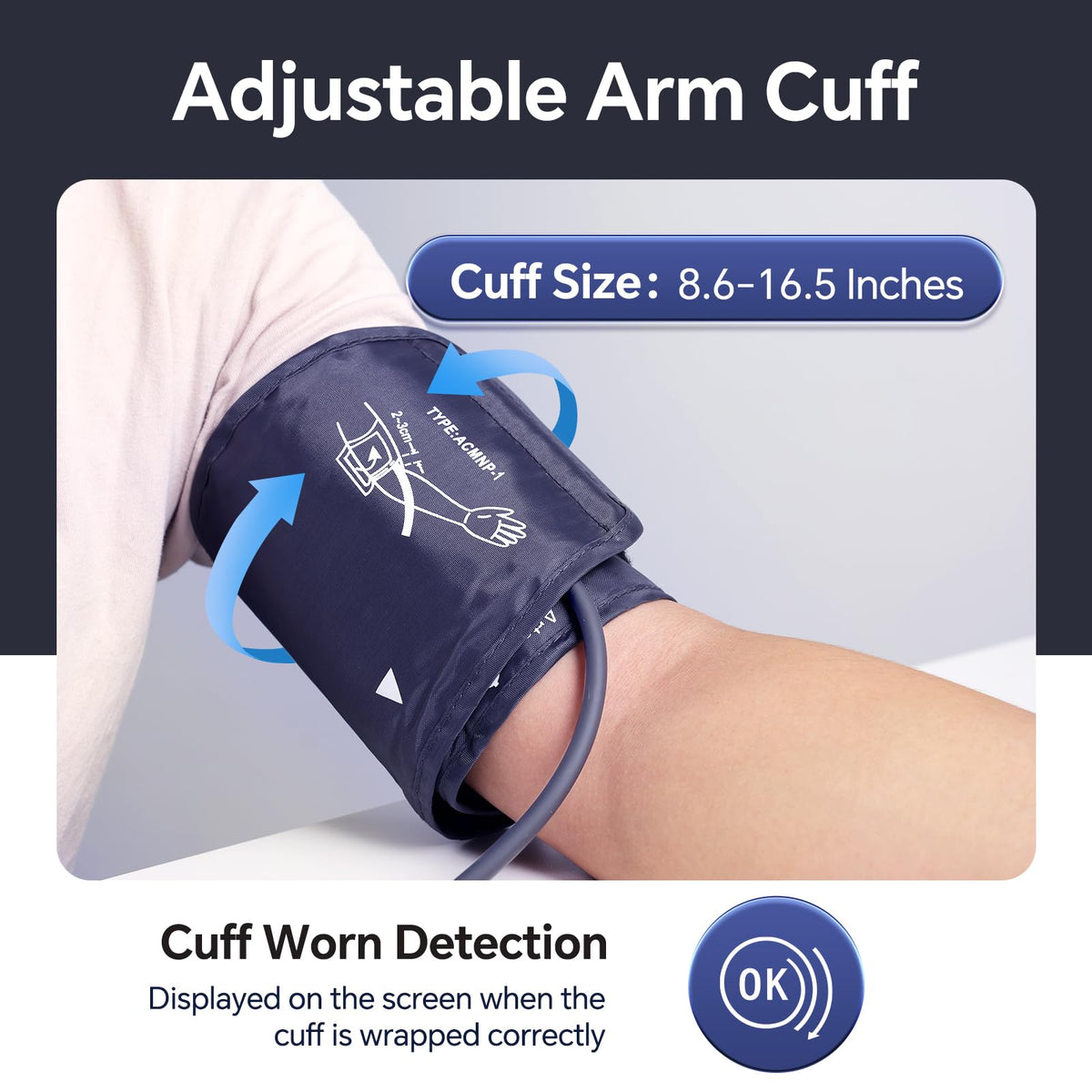 Upper Arm Blood Pressure Monitor with Adjustable Arm Cuff A600812