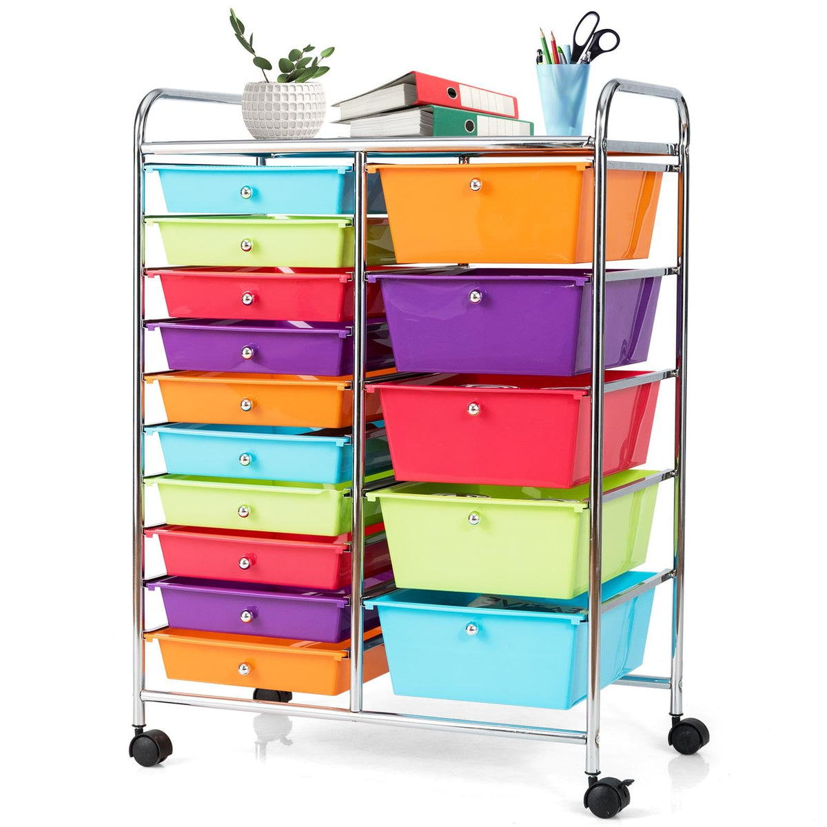 15 Drawer Rolling Storage Cart with Lockable Wheels I683