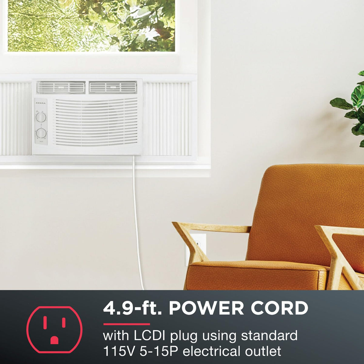 5,000 BTU Window Air Conditioner with Mechanical Controls, Dehumidifier, Washable Filter, 2 Fan Speeds, White A79036