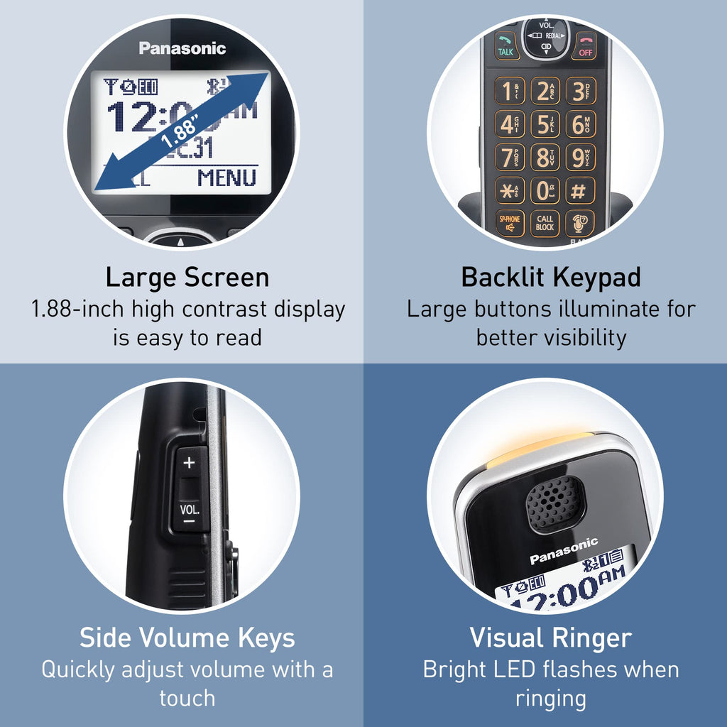 Metallic Black 5 Handset Cordless Phone System with Answering Machine V692143