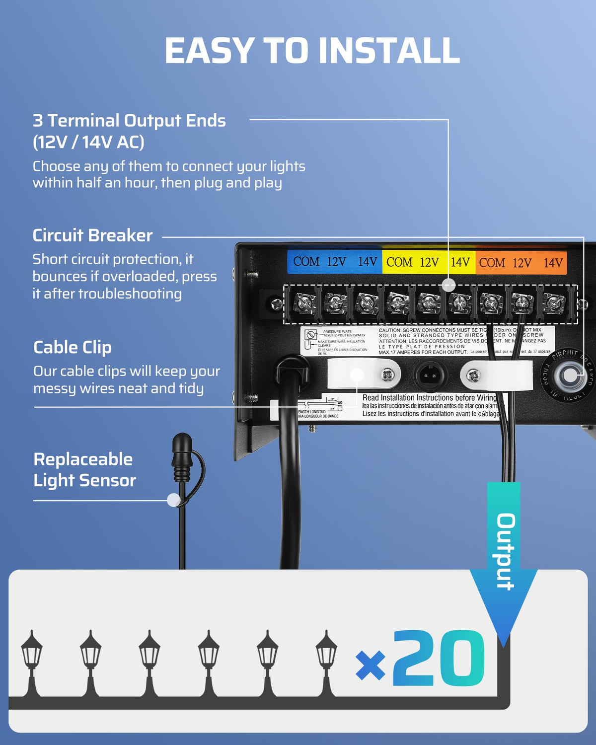 200W Low Voltage Landscape Transformer with Timer and Photocell Sensor X466
