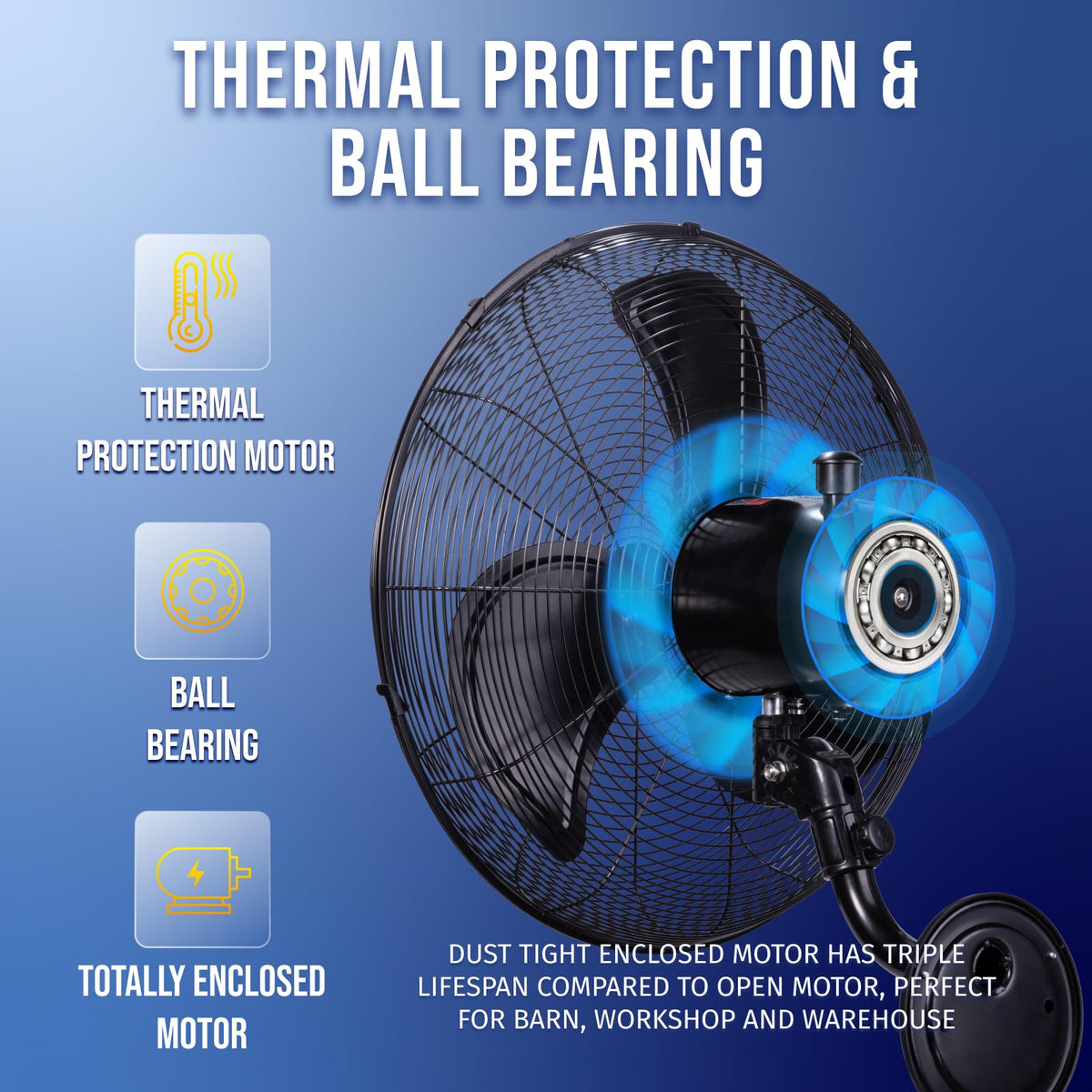 20 Inch Oscillating Waterproof Outdoor Wall Mount Fan 3 Speed 5250 CFM H764