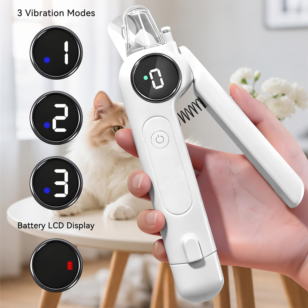 Dog Nails Clippers & Grinders 2in1 Trimmer with LCD Display and LED Lights Cat Claw Nail File with Protective Guard Rechargeable Electric Pet Toenail Silent Grooming Pro P501427