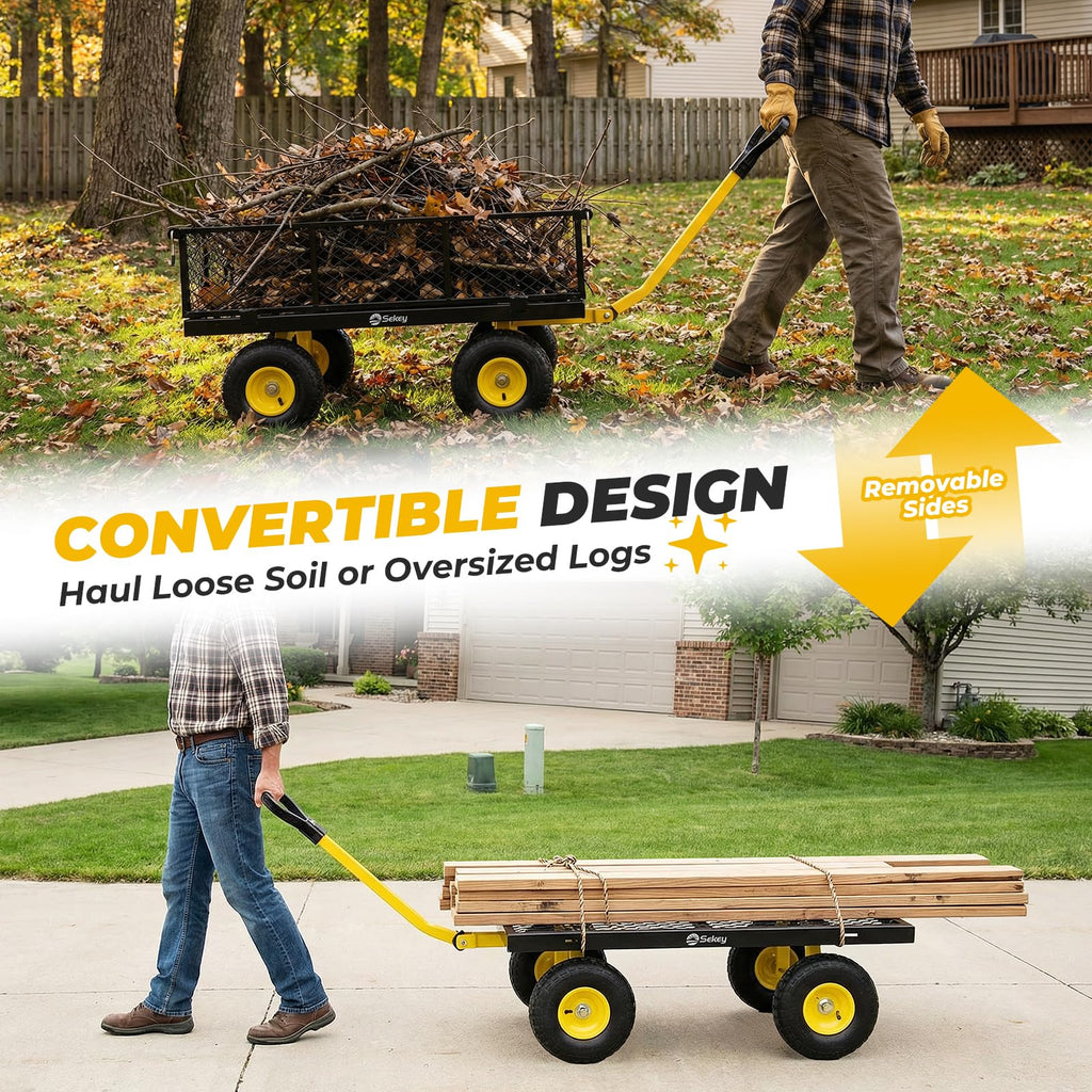 Steel Garden Cart 1000 lb Capacity Removable Sides N13980