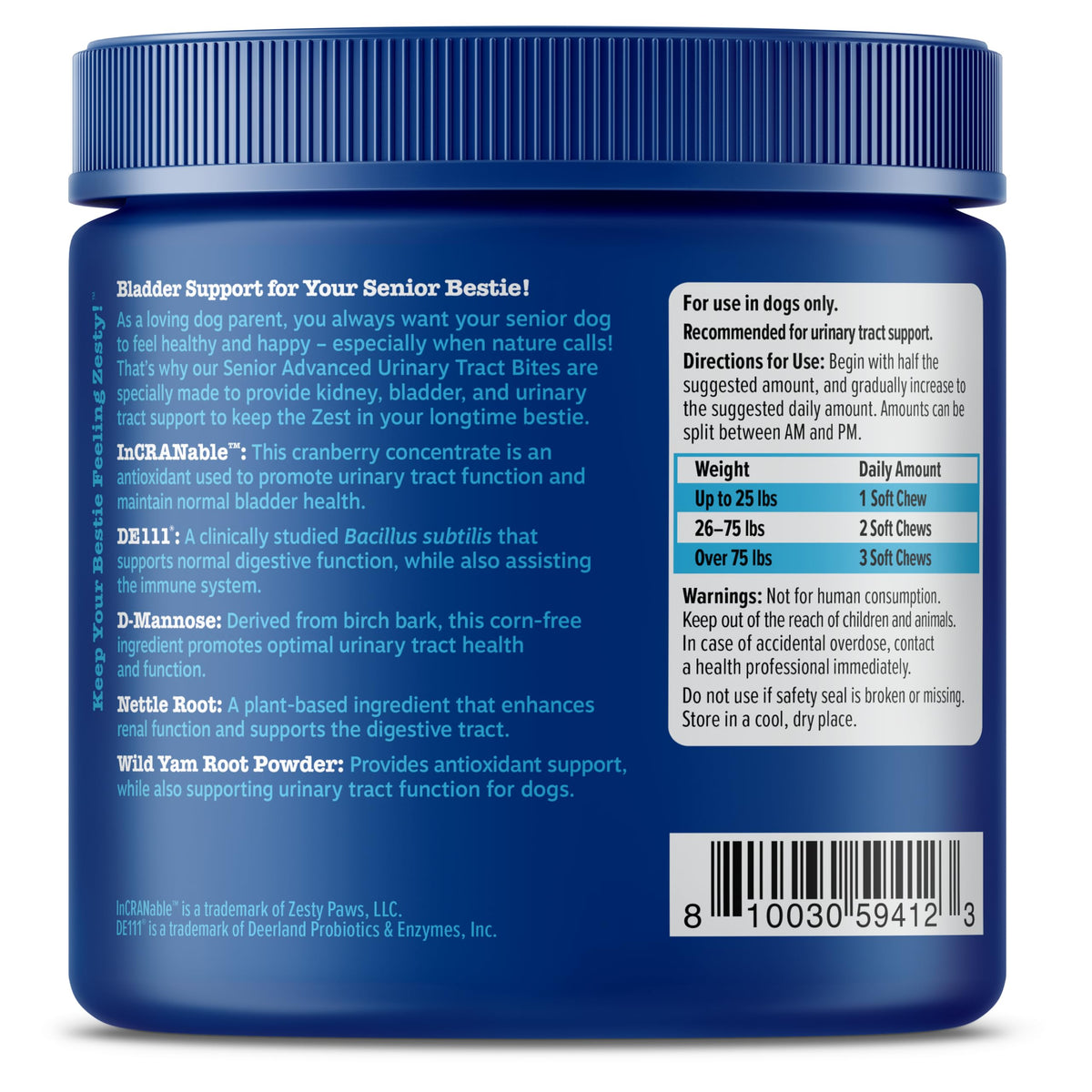 Senior Dog Bladder Control Supplement Chicken 90ct L627