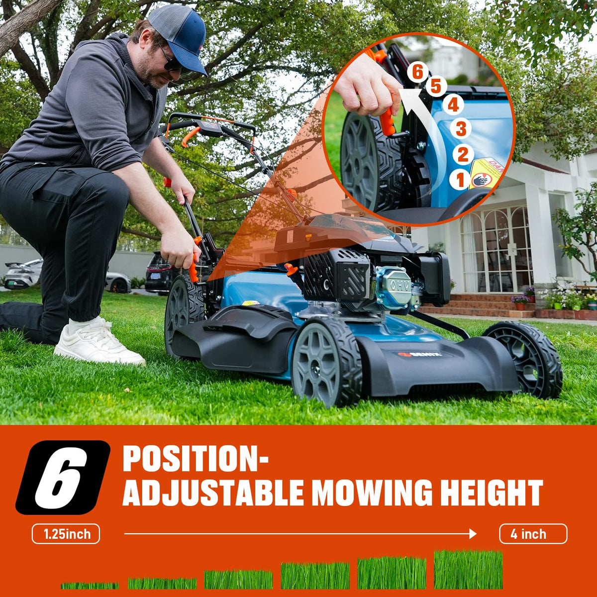 22" 3-in-1 Variable Speed Self Propelled Gas Lawn Mower F69759