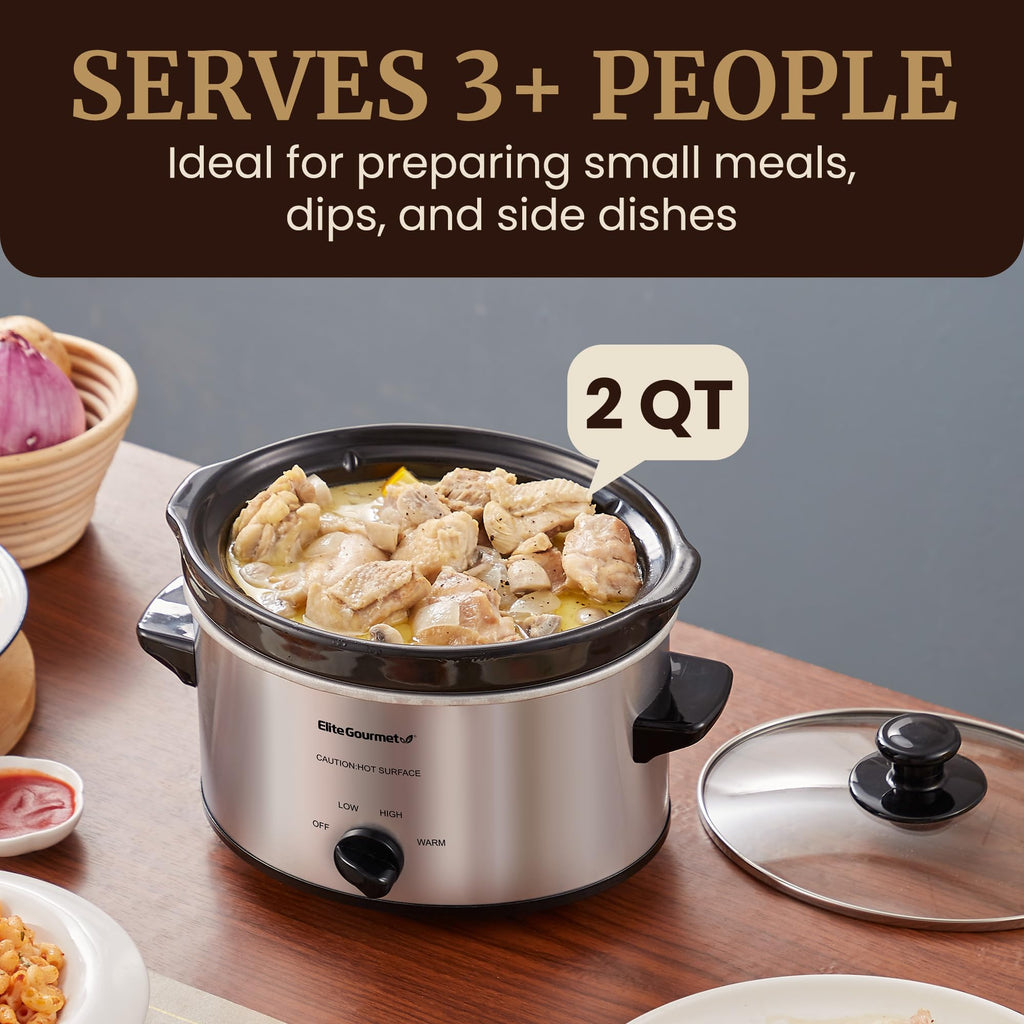 Electric Oval Slow Cooker, 2 Qt, Stainless Steel R305004