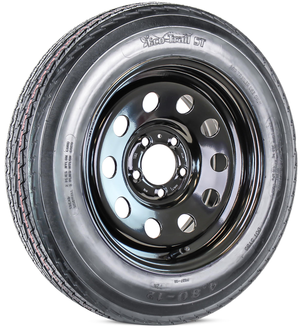 2-Pack Trailer Tire Rim Assembly 4.80-12 5 Lug Black I986259