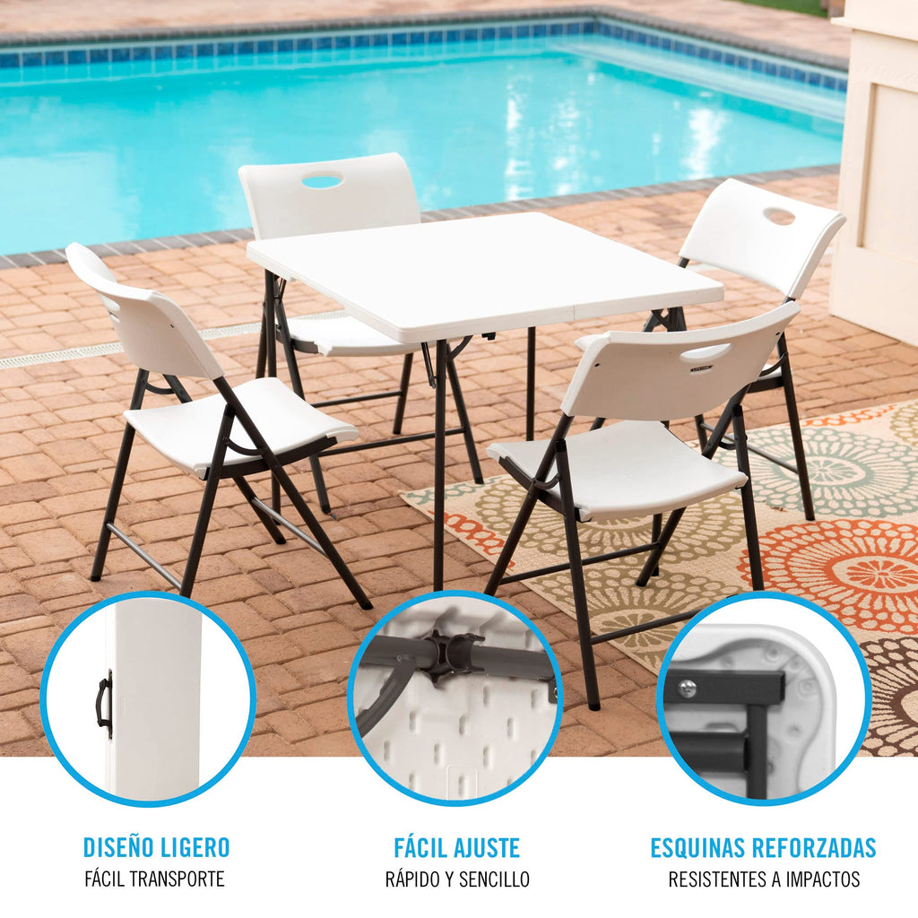 White 34 Inch Fold in Half Square Table R874111