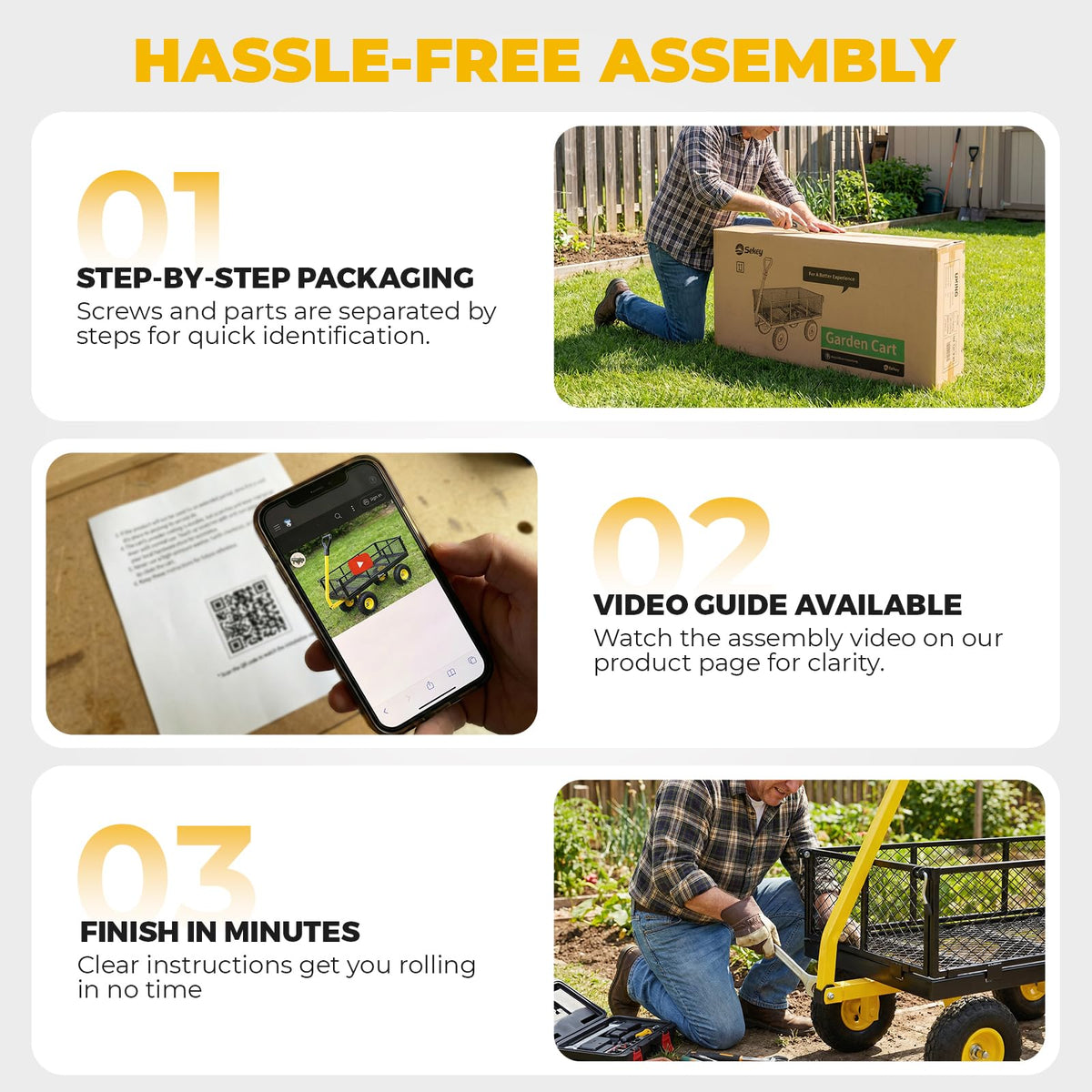 Steel Garden Cart 1000 lb Capacity Removable Sides N13980