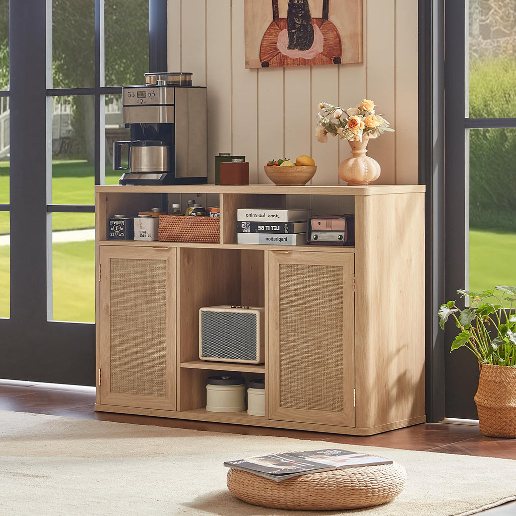 Rattan Wine Bar Cabinet with Storage D920368