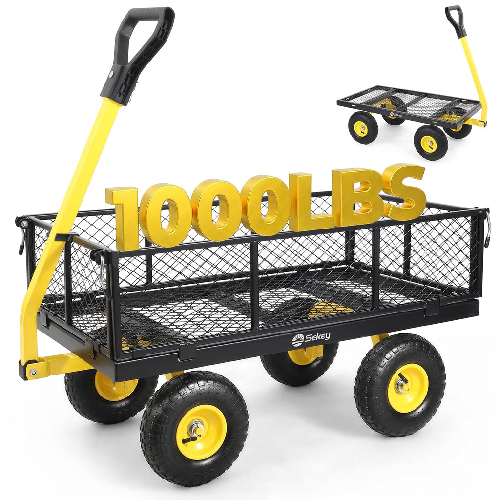Steel Garden Cart 1000 lb Capacity Removable Sides N13980