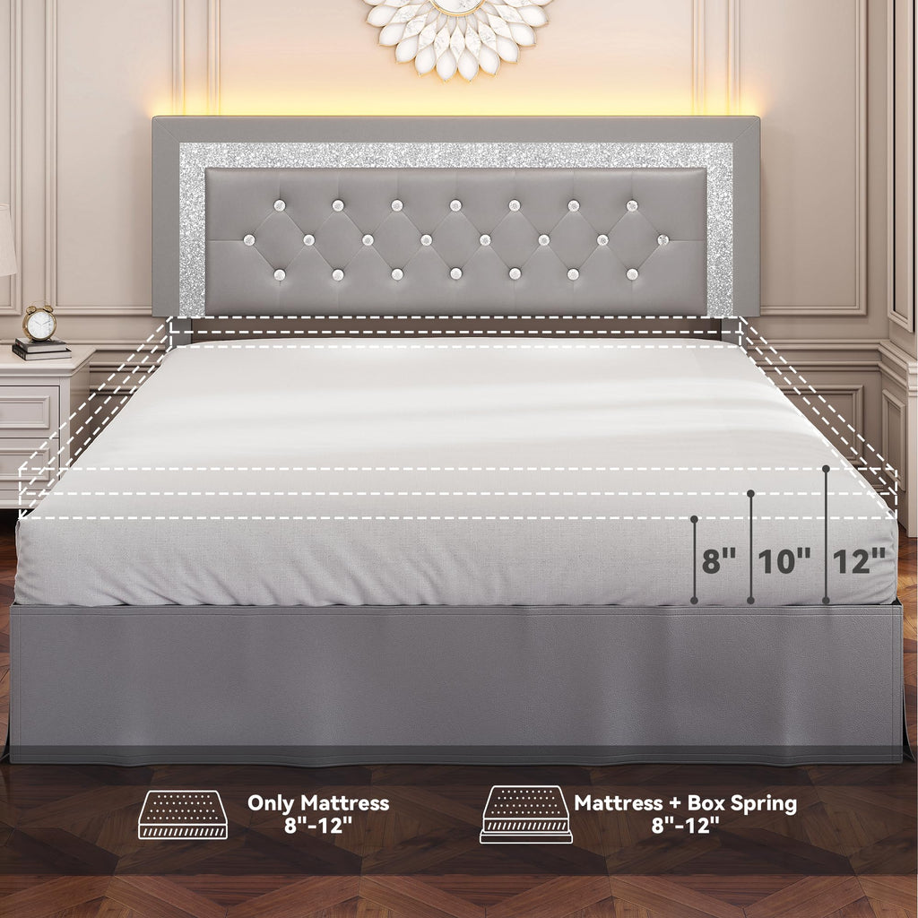 Twin LED Bed Frame with Adjustable Headboard Q391