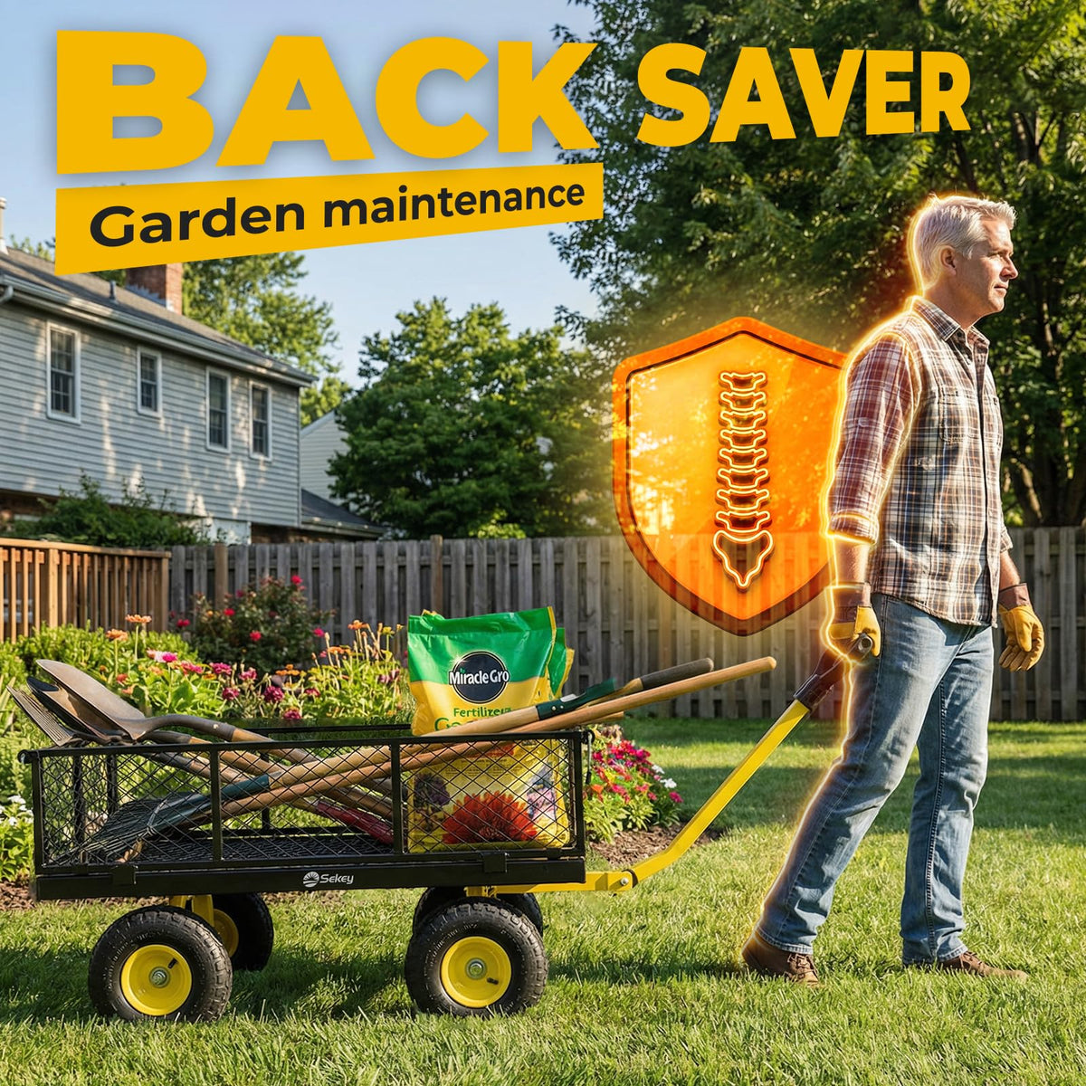 Steel Garden Cart 1000 lb Capacity Removable Sides N13980