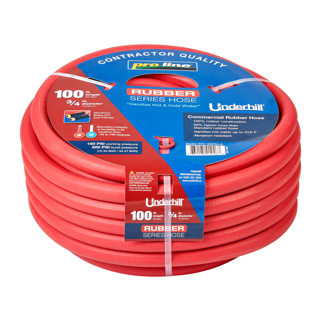 Heavy-Duty Rubber Garden Hose 3/4 Inch x 100 ft Red Q1177