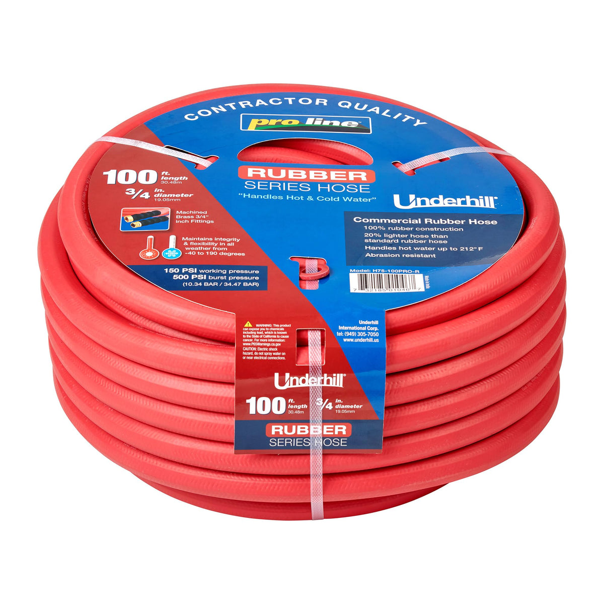 Heavy-Duty Rubber Garden Hose 3/4 Inch x 100 ft Red Q1177