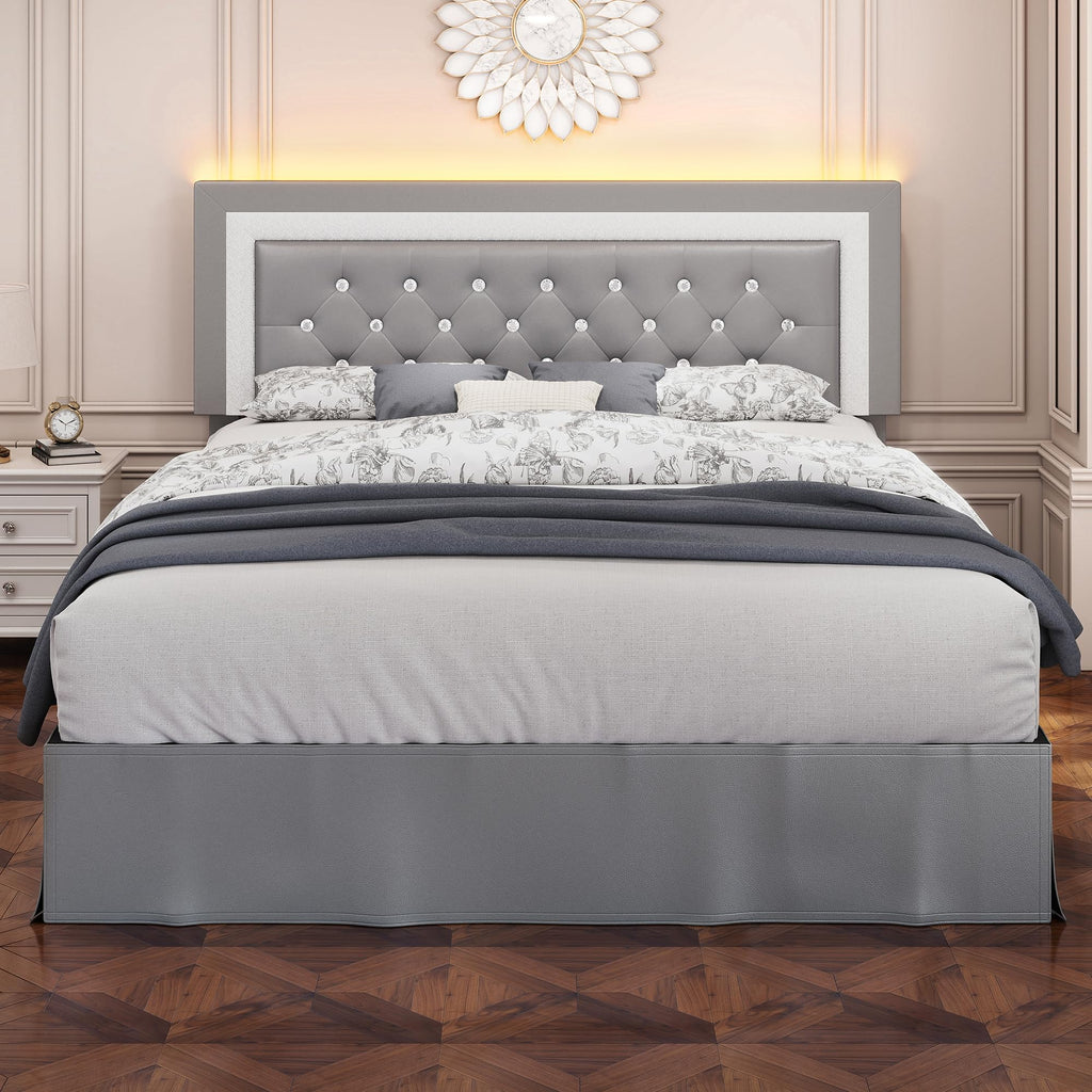 Twin LED Bed Frame with Adjustable Headboard Q391