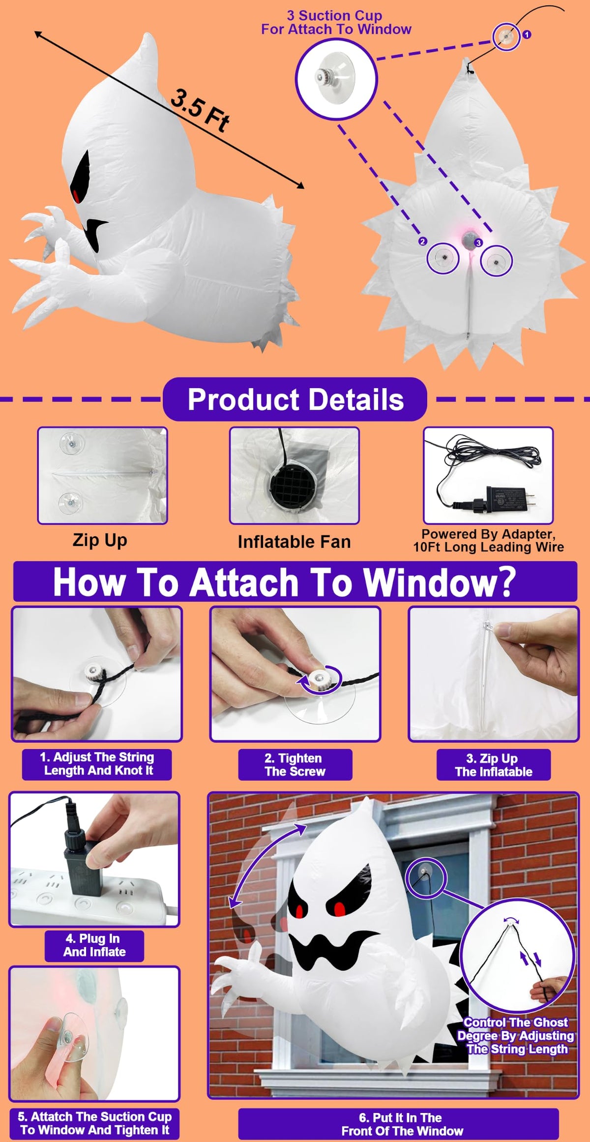 Halloween Ghost Inflatables Window Decorations S4133