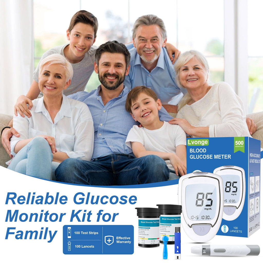 Blood Sugar Testing Kit with 100 Strips & 100 Lancets U515