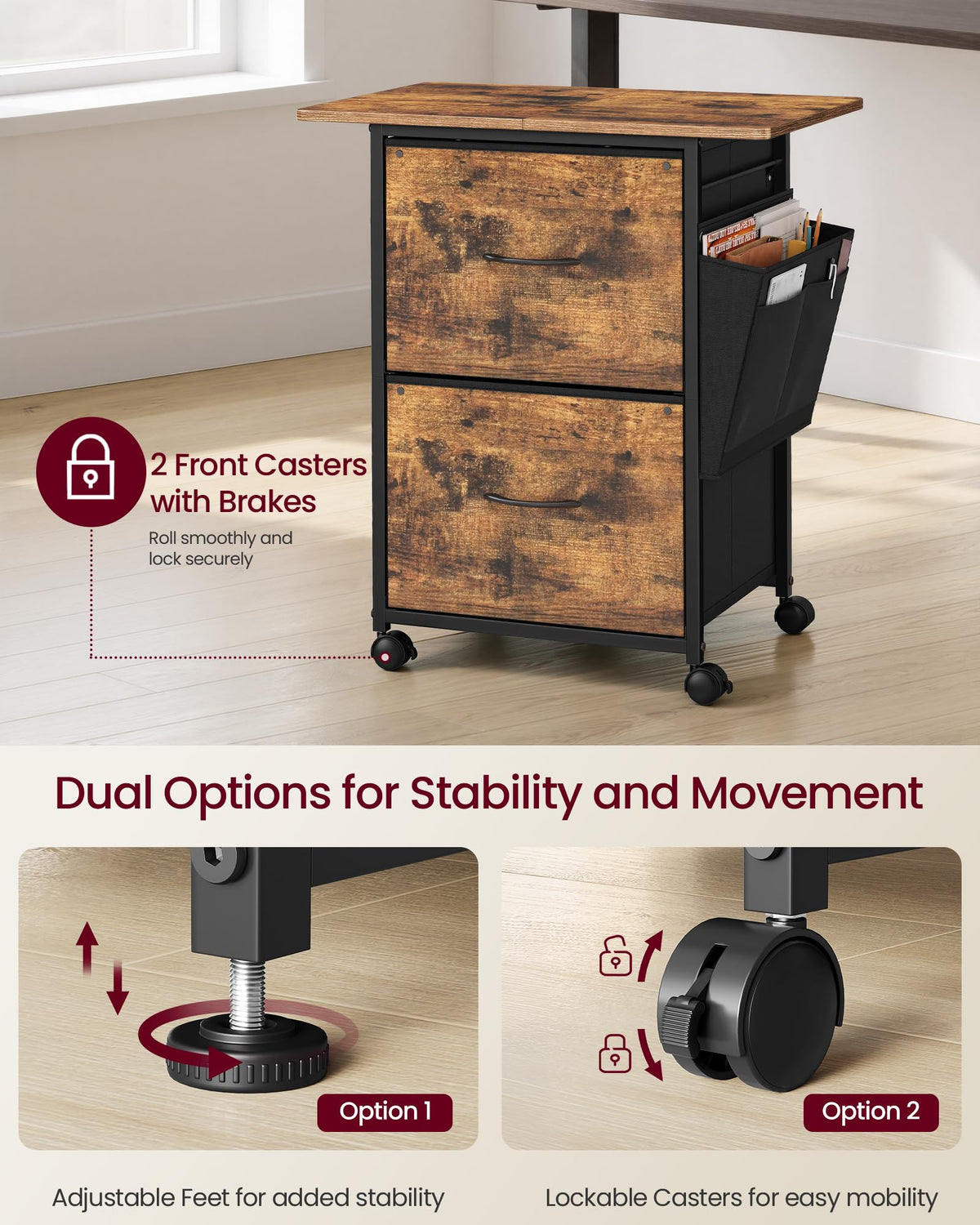2-Drawer File Cabinet with Storage O910